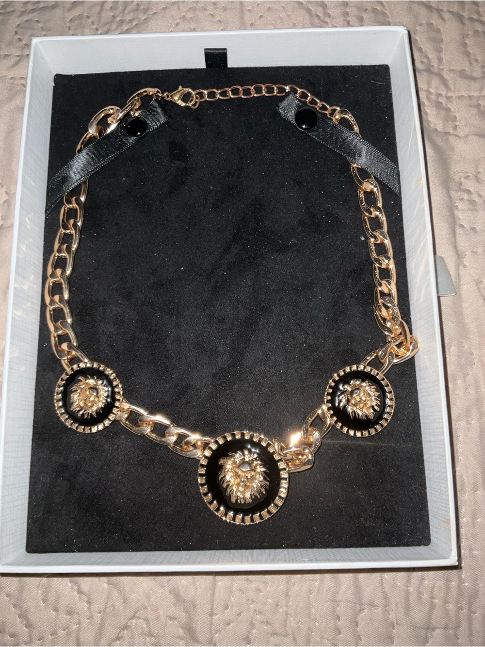 Gold Lion Medallion Chain Necklace - Women Jewelry